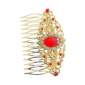 Elegant Gold and Red Hair Comb